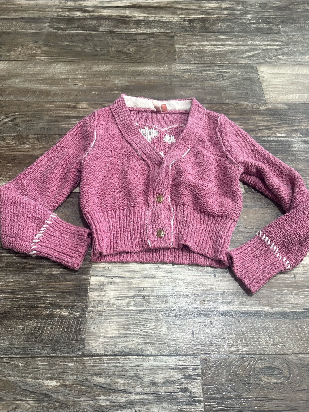 Pilcro Cropped Button-Front Cardigan in Dusty Rose